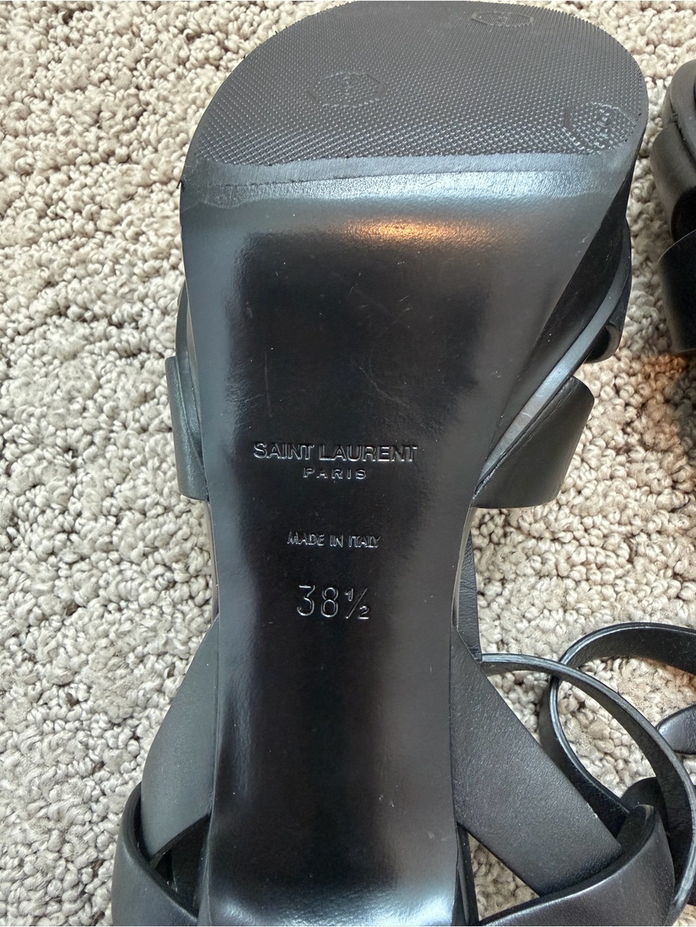 Authentic YSL Saint Laurent Black Leather T-Strap Tribute Platform Heels Sz 38.5 - Picture 5 of 8